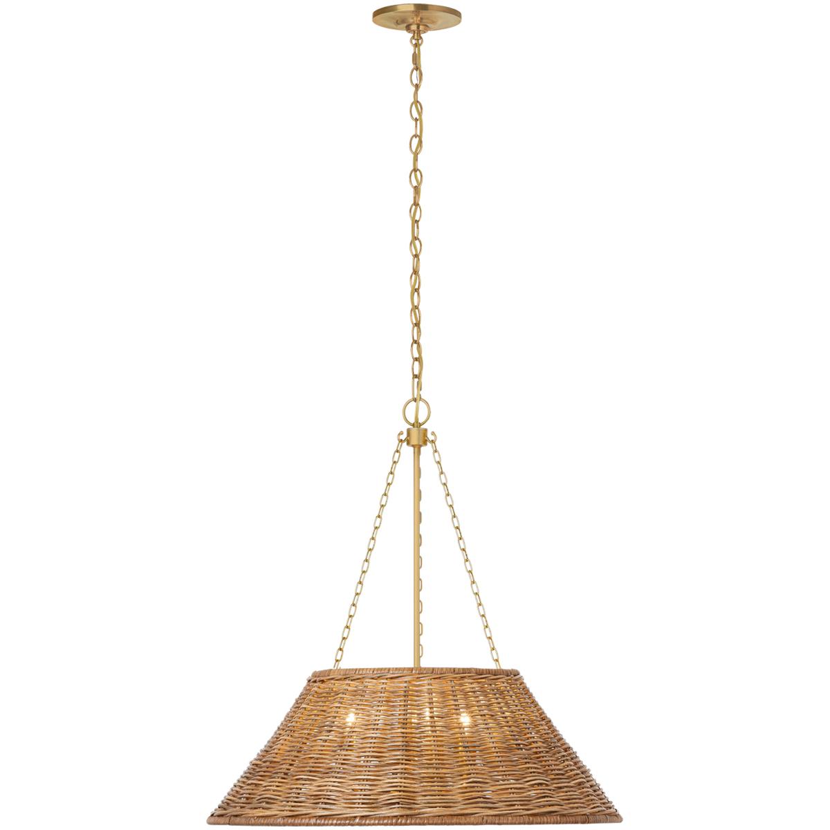 Lighting New York R-MF5032SB-NTW Visual Comfort Signature Collection Marie Flanigan Corinne LED 24 inch Soft Brass Woven Hanging Shade Ceiling Light i