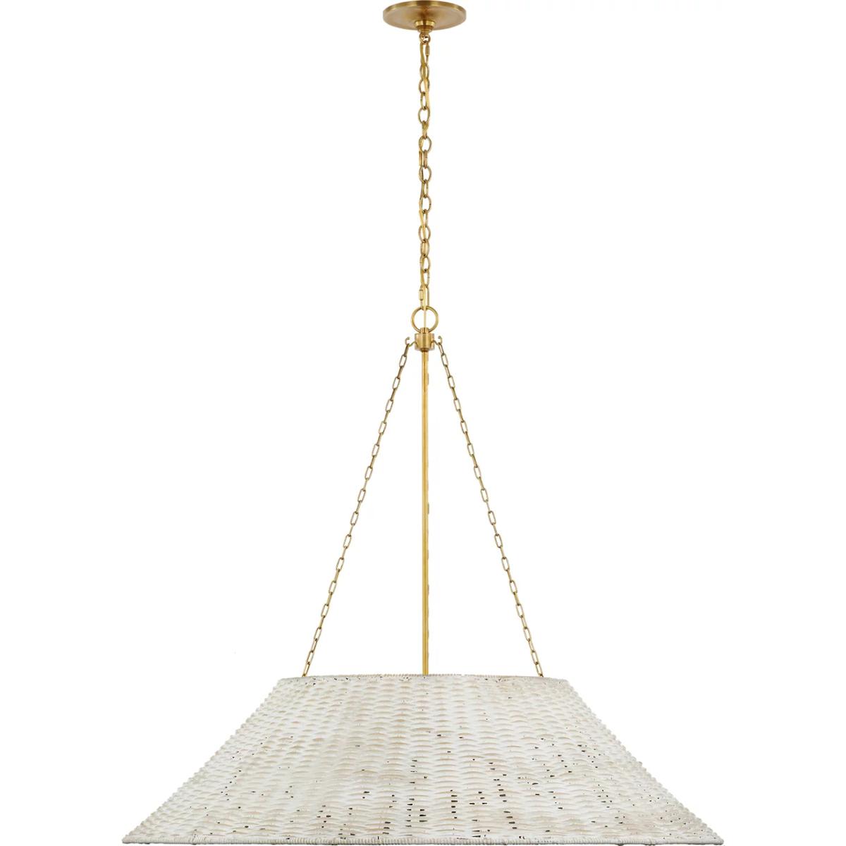 Visual Comfort Signature Collection MF5036SB-WW Marie Flanigan Corinne LED 36.25 inch Soft Brass Woven Hanging Shade Ceiling Light in White Wicker, Ex