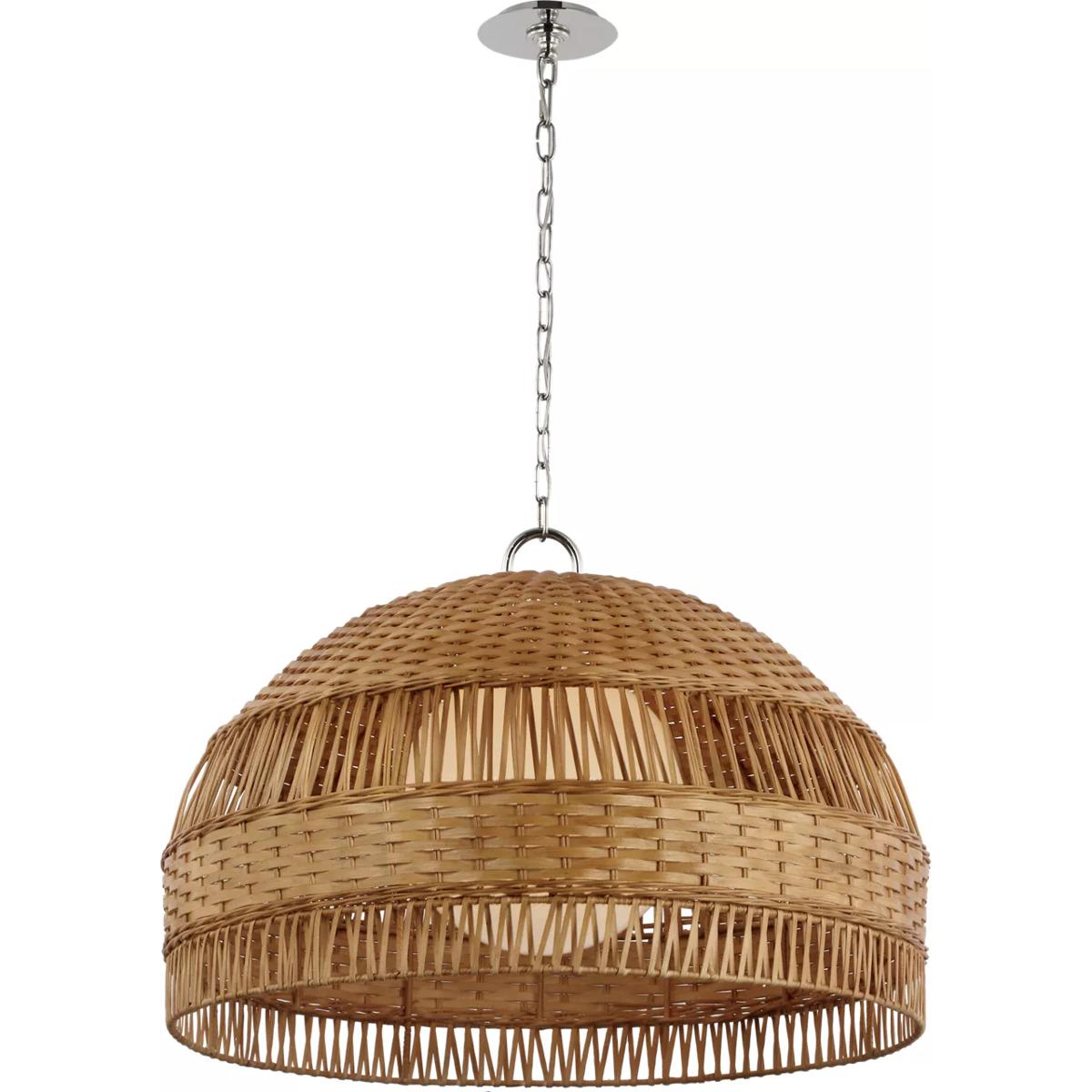 Visual Comfort Signature Collection MF5052PN/NTW Marie Flanigan Whit LED 30.75 inch Polished Nickel and Natural Wicker Dome Hanging Shade Ceiling Ligh