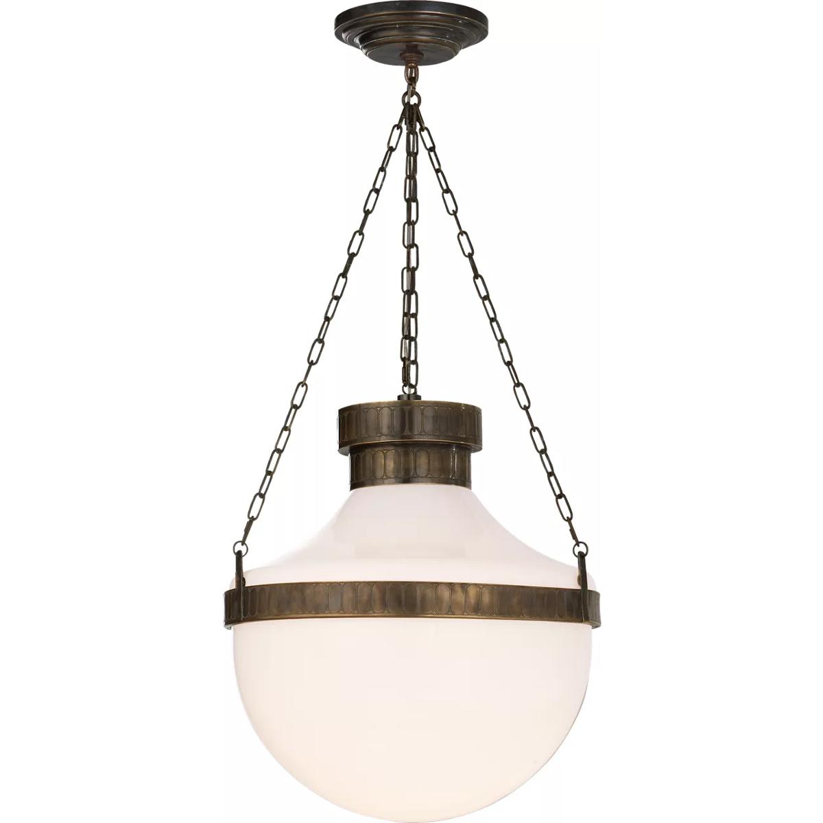 Lighting New York R-MS5030ABV-WG Visual Comfort Michael S Smith Modern Schoolhouse 2 Light 18 inch Antique Brass With Verdis Pendant Ceiling Light MS5