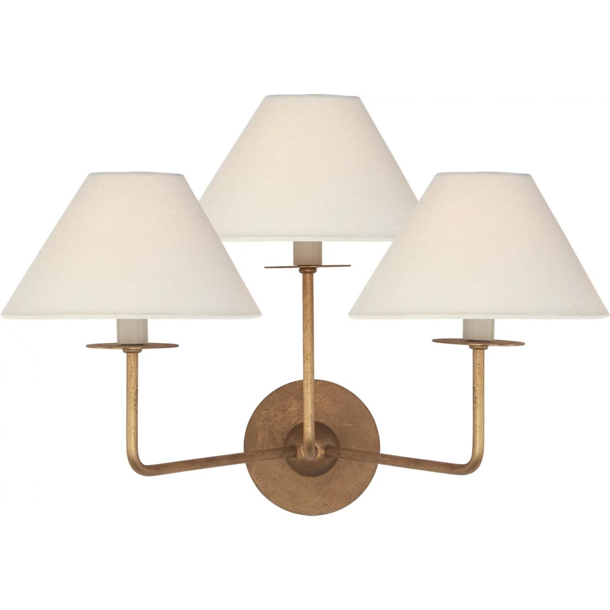 Visual Comfort Signature Collection NW2070GI-L Niermann Weeks Kelley 3 Light 19 inch Gilded Iron Triple Sconce Wall Light, Medium