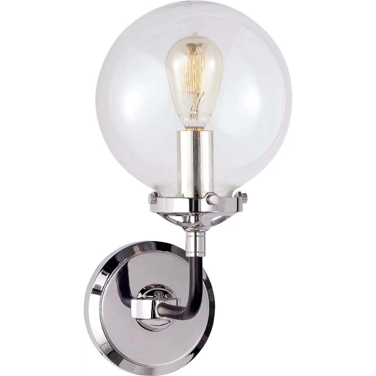 Visual Comfort Signature Collection S2024PN/BLK-CG Ian K. Fowler Bistro 1 Light 6 inch Polished Nickel and Black Bath Sconce Wall Light in Clear Glass