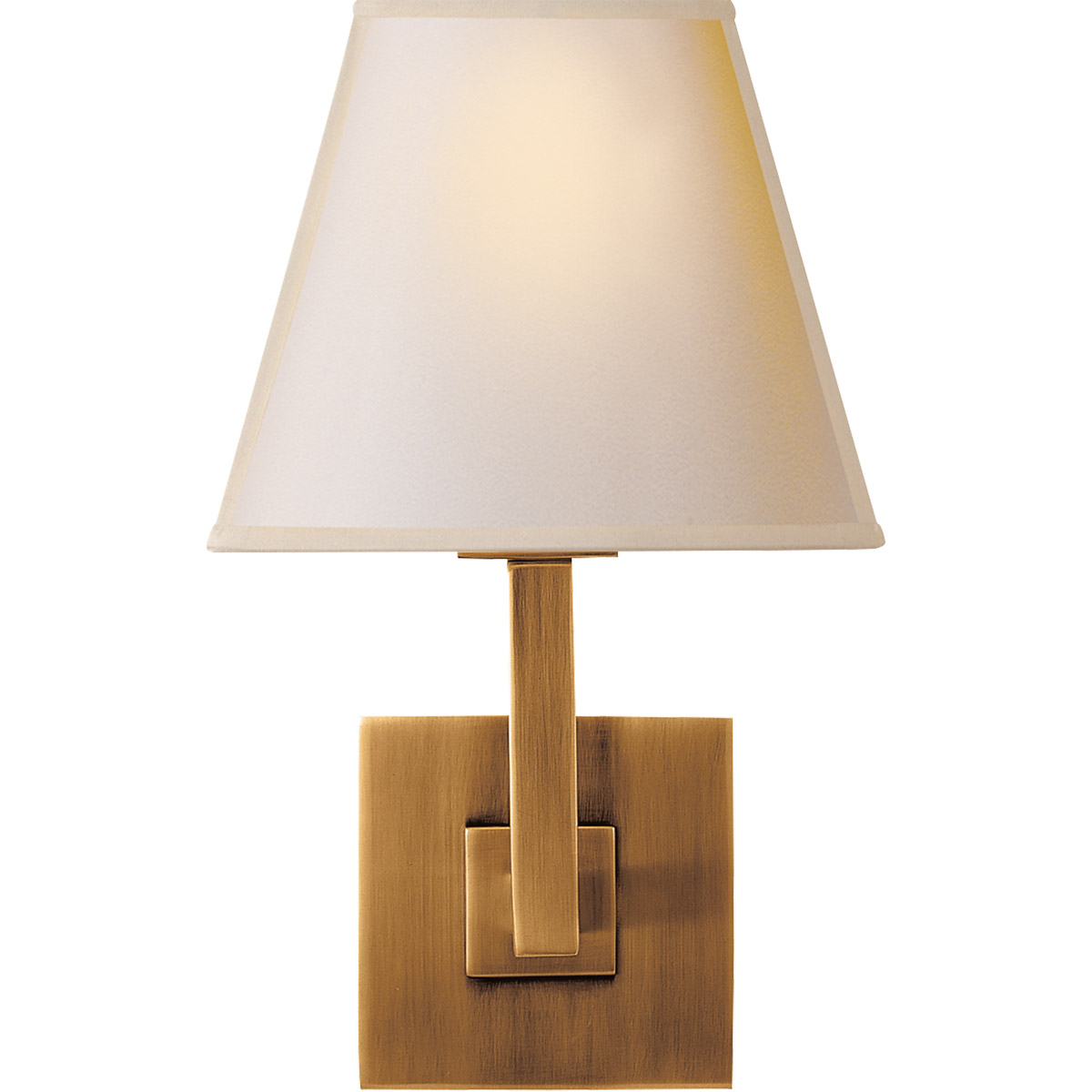 Lighting New York R-S20HAB-NPS Visual Comfort Studio Architectural 1 Light 7 inch Hand-Rubbed Antique Brass Decorative Wall Light in Natural Paper Squ
