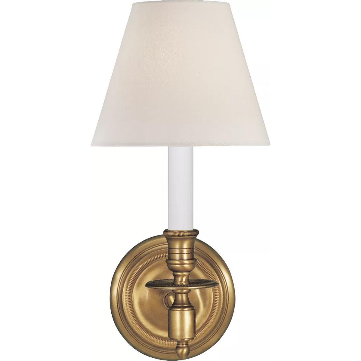Lighting New York R-S2110HAB-L Visual Comfort Studio French Library 1 Light 6 inch Hand-Rubbed Antique Brass Decorative Wall Light in Linen S2110HAB-L