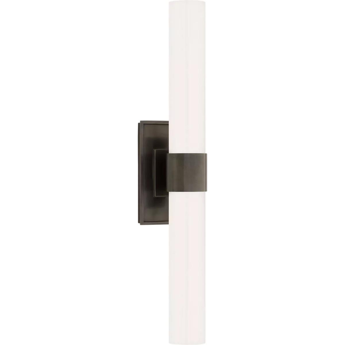 Visual Comfort Signature Collection S2164BZ-WG Ian K. Fowler Presidio 2 Light 4.75 inch Bronze Double Bath Sconce Wall Light in White Glass, Petite