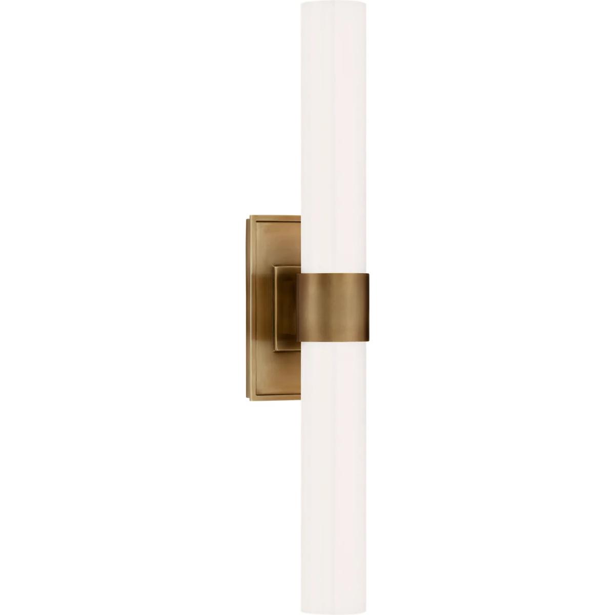 Visual Comfort Signature Collection S2164HAB-WG Ian K. Fowler Presidio 2 Light 4.75 inch Hand-Rubbed Antique Brass Double Bath Sconce Wall Light in Wh