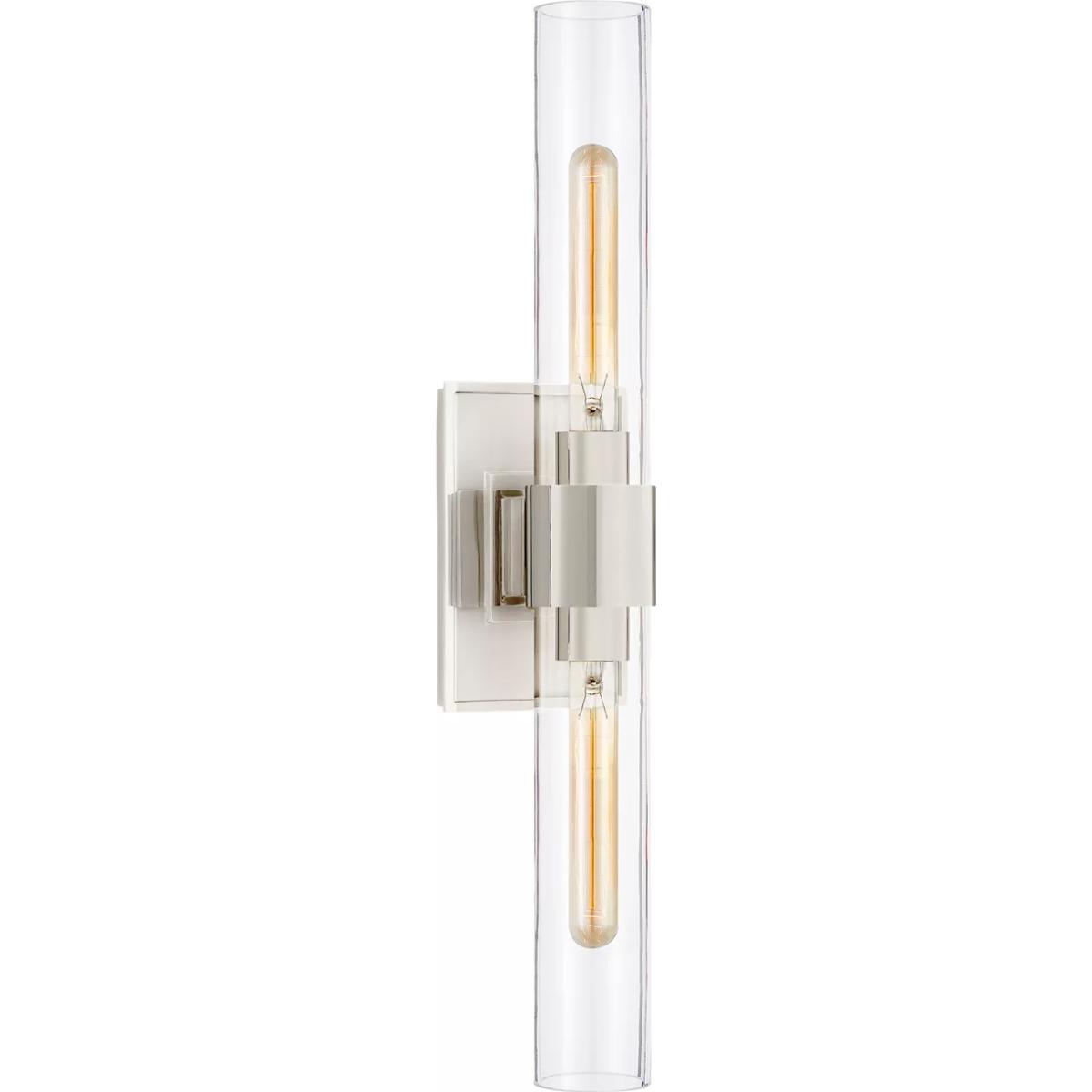 Visual Comfort Signature Collection S2164PN-CG Ian K. Fowler Presidio 2 Light 4.75 inch Polished Nickel Double Bath Sconce Wall Light in Clear Glass,