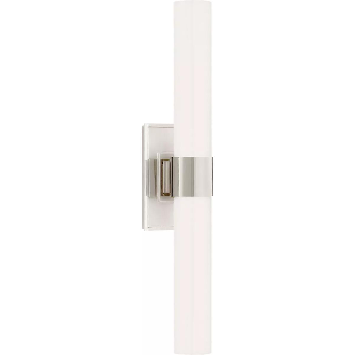 Visual Comfort Signature Collection S2164PN-WG Ian K. Fowler Presidio 2 Light 4.75 inch Polished Nickel Double Bath Sconce Wall Light in White Glass,
