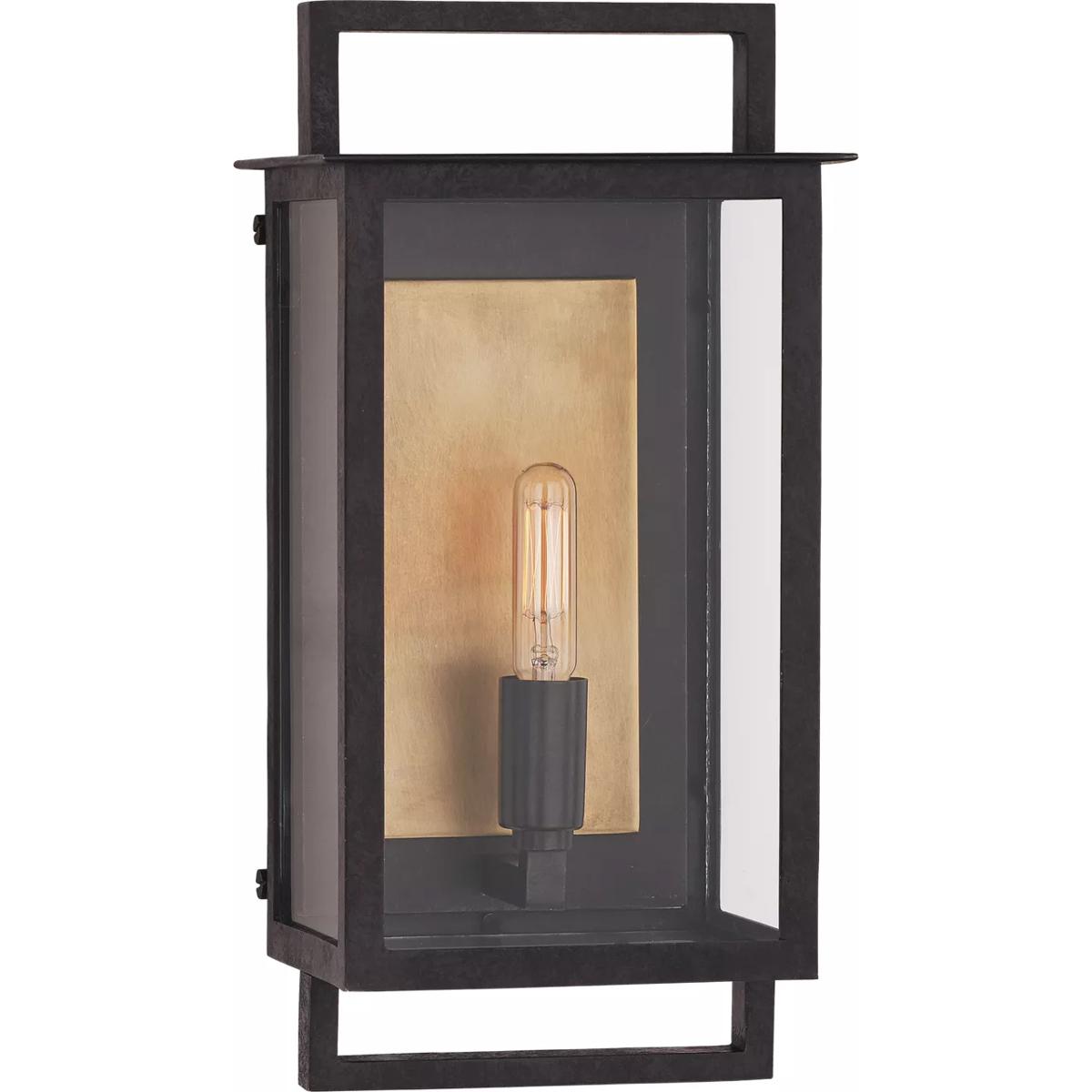 Visual Comfort Signature Collection S2190AI-CG Ian K. Fowler Halle 1 Light 13.25 inch Aged Iron and Clear Glass Outdoor Wall Lantern, Small