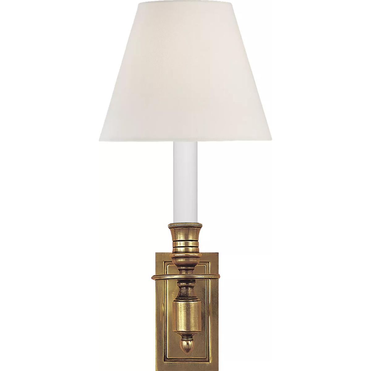 Lighting New York R-S2210HAB-L Visual Comfort Studio French 1 Light 6 inch Hand-Rubbed Antique Brass Decorative Wall Light in Linen S2210HAB-L - Open