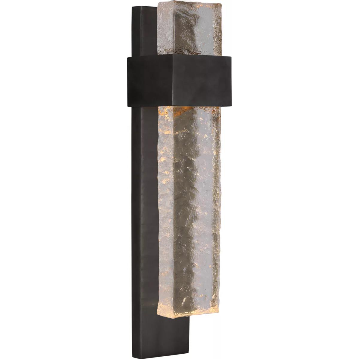 Visual Comfort Signature Collection S2340BZ/CWG Marie Flanigan Brock LED 3 inch Bronze and Clear Wavy Glass Sconce Wall Light, Medium