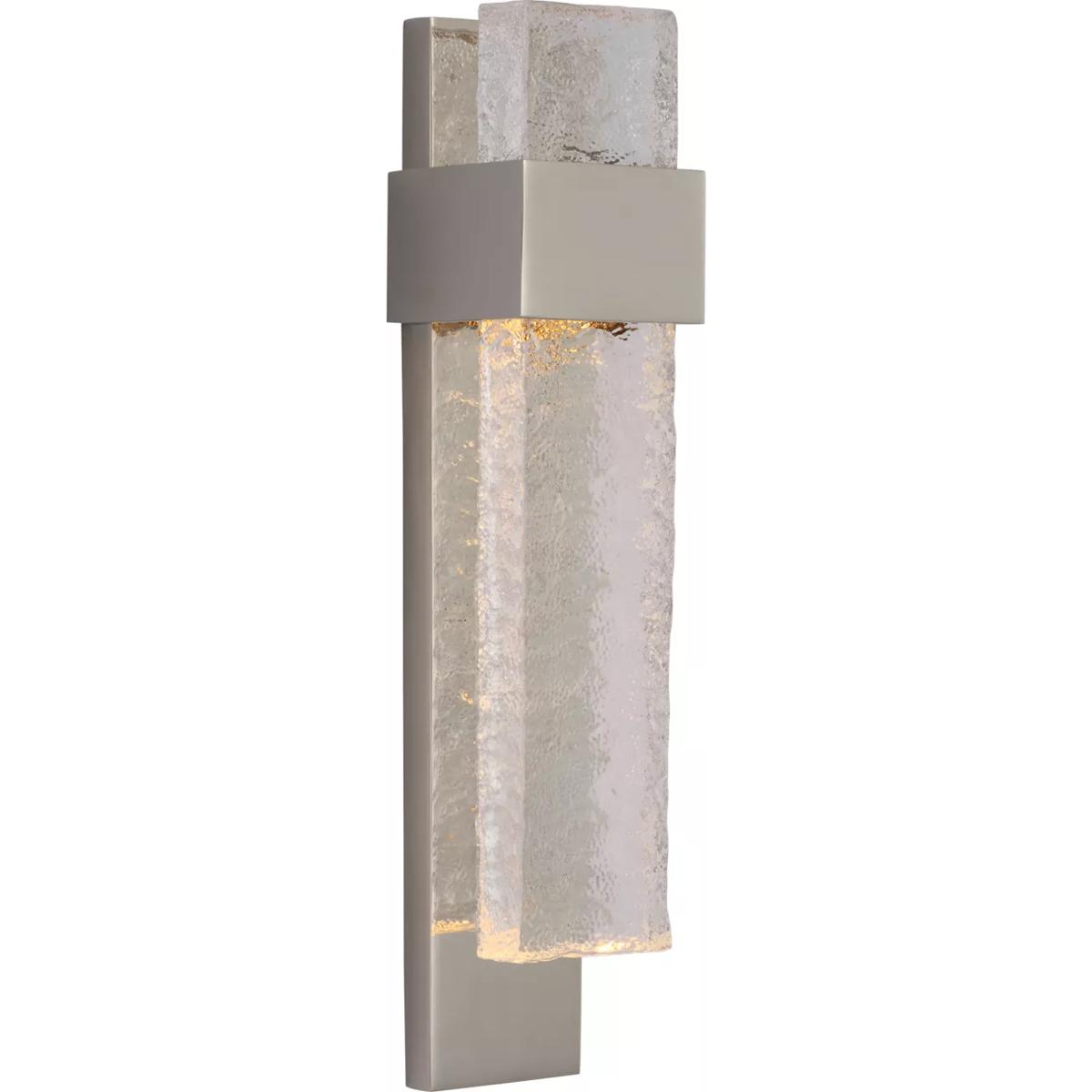 Visual Comfort Signature Collection S2340PN/CWG Marie Flanigan Brock LED 3 inch Polished Nickel and Clear Wavy Glass Sconce Wall Light, Medium