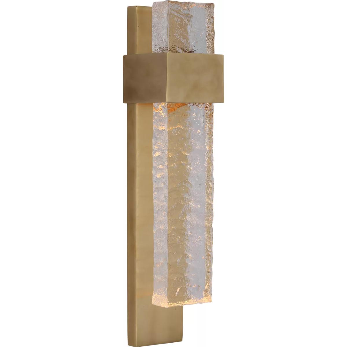 Visual Comfort Signature Collection S2340SB/CWG Marie Flanigan Brock LED 3 inch Soft Brass and Clear Wavy Glass Sconce Wall Light, Medium
