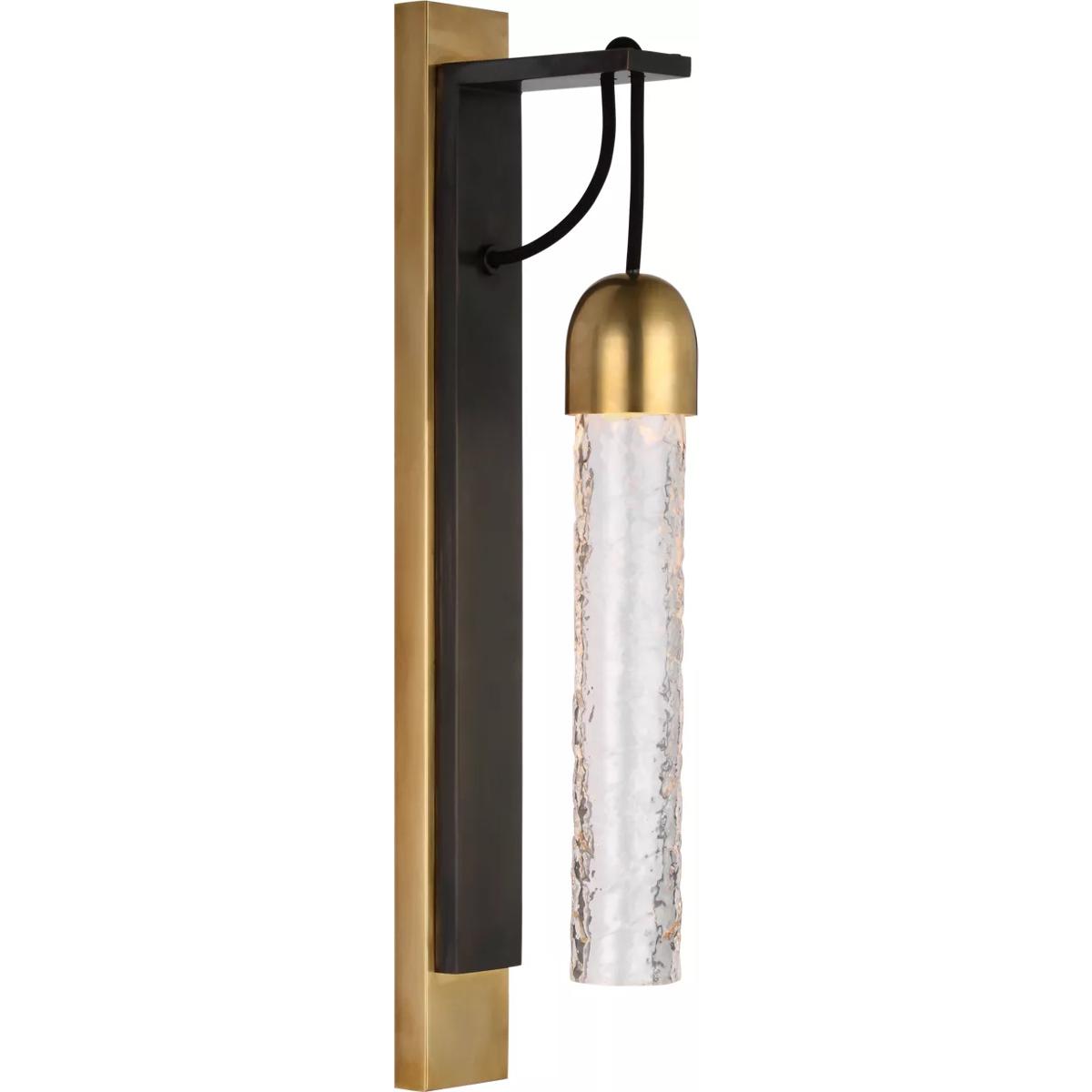 Visual Comfort Signature Collection S2345BZ/SB-CWG Marie Flanigan Reve LED 2.25 inch Bronze and Soft Brass Tube Sconce Wall Light, Medium