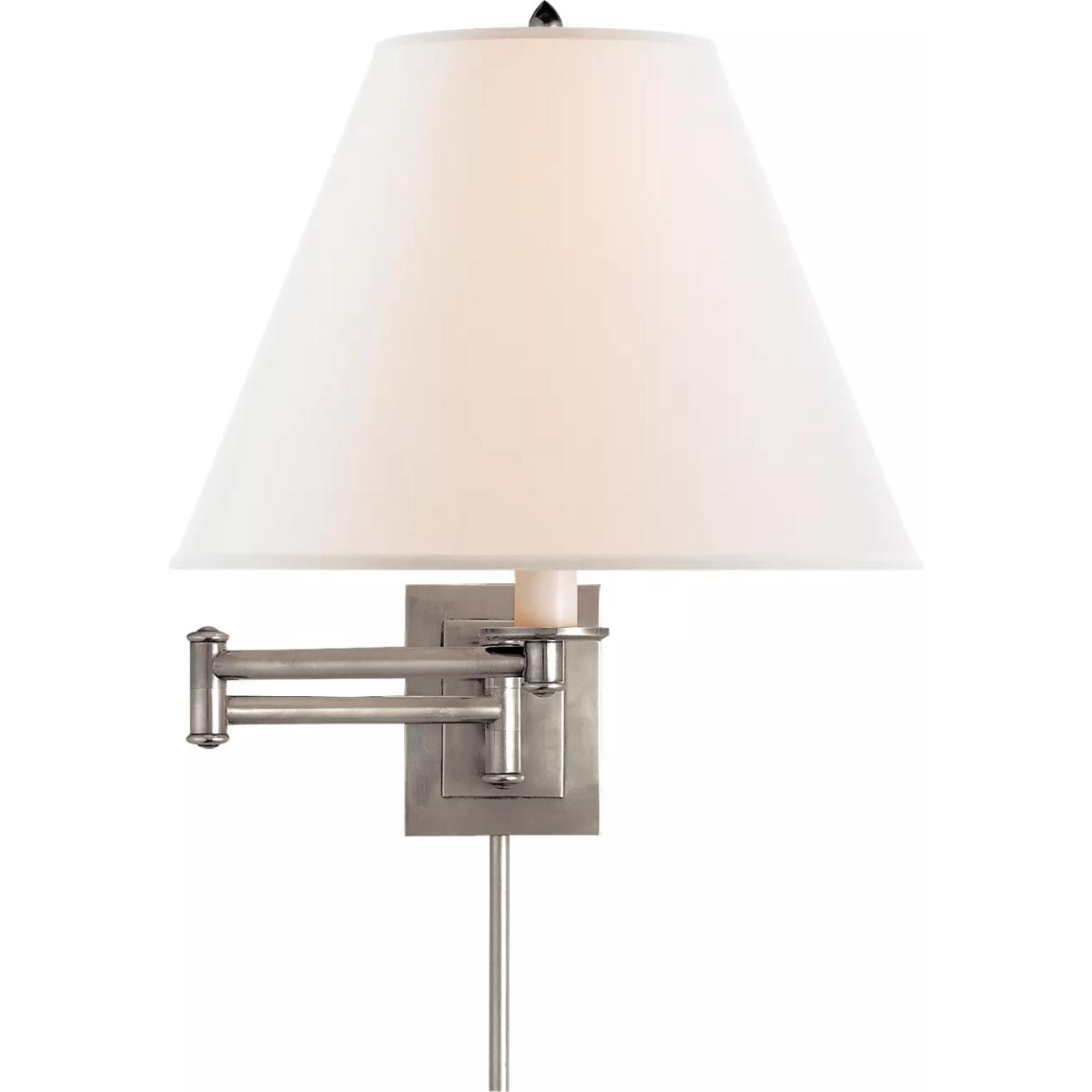 Visual Comfort Signature Collection S2500AN-L Primitive 18.25 inch 100 watt Antique Nickel Swing Arm Wall Light in Linen