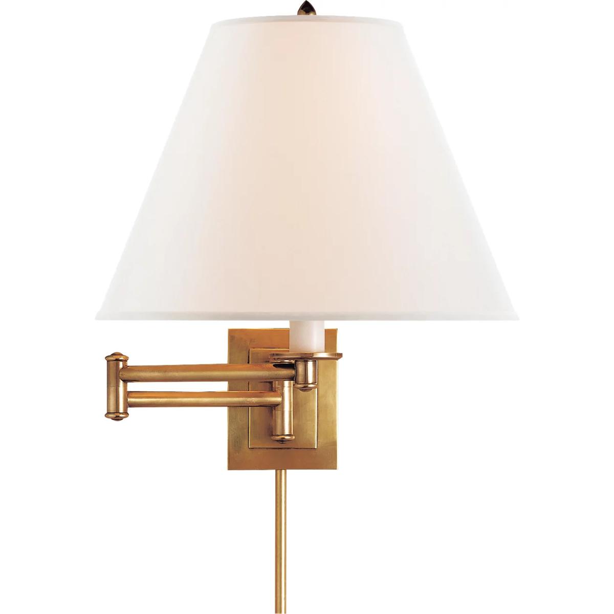 Lighting New York R-S2500HAB-L Visual Comfort Signature Primitive Swing Arm in Hand-Rubbed Antique Brass with Linen Shade S2500HAB-L - Open Box