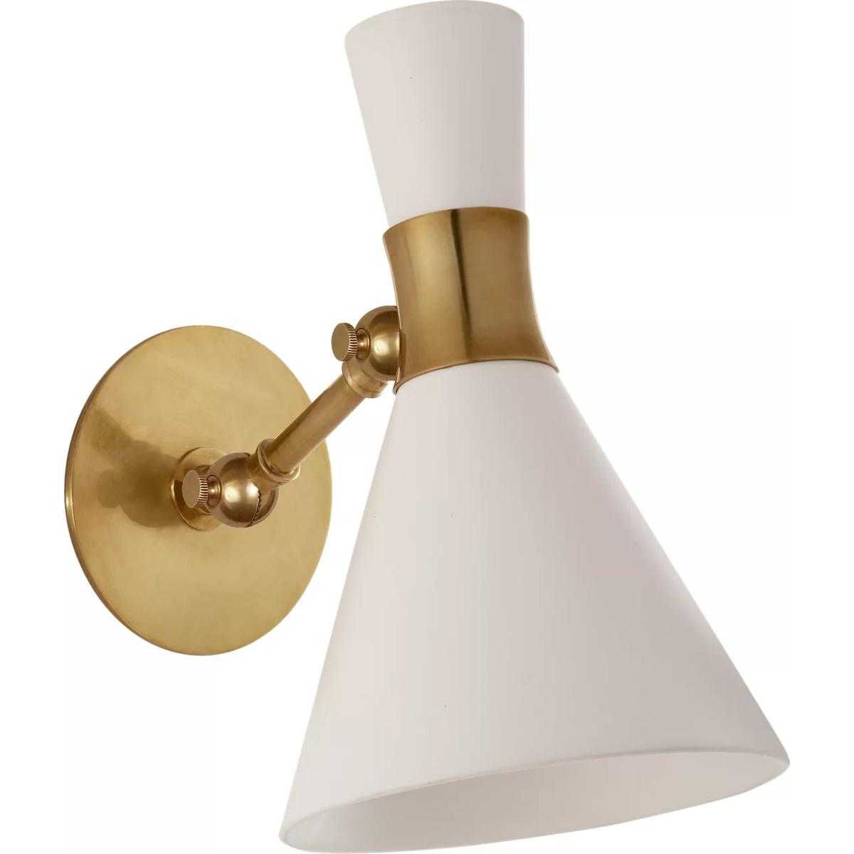 Visual Comfort Signature Collection S2640HAB-WHT Liam 1 Light 7 inch Hand-Rubbed Antique Brass Articulating Sconce Wall Light in Matte White, Small