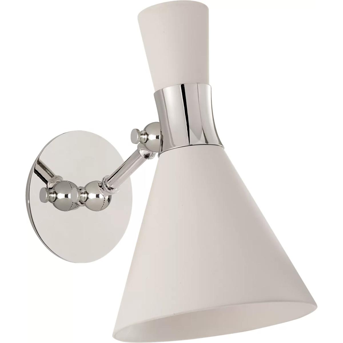 Visual Comfort Signature Collection S2640PN-WHT Liam 1 Light 7 inch Polished Nickel Articulating Sconce Wall Light in Matte White, Small
