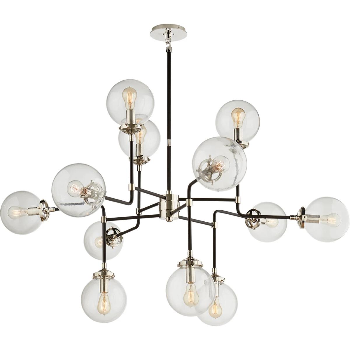 Visual Comfort Signature Collection S5022PN-CG Ian K. Fowler Bistro 12 Light 47 inch Polished Nickel Chandelier Ceiling Light in Clear Glass, Medium