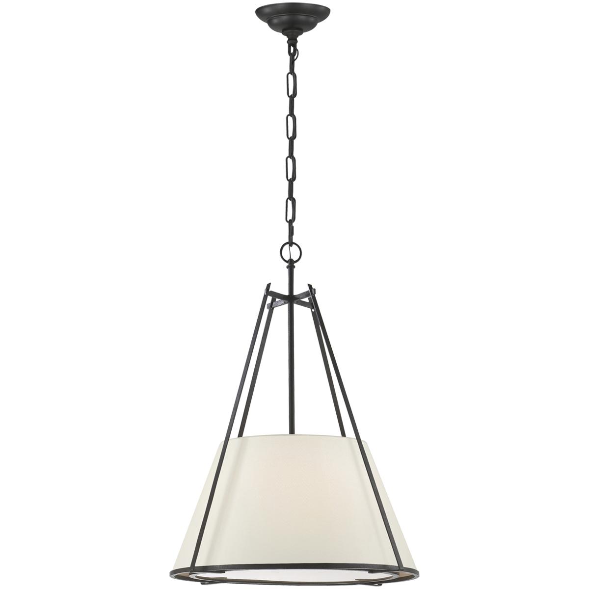 Visual Comfort Signature Collection S5033BR-L Ian K. Fowler Aspen 1 Light 21 inch Blackened Rust Hanging Shade Ceiling Light in Linen, Large