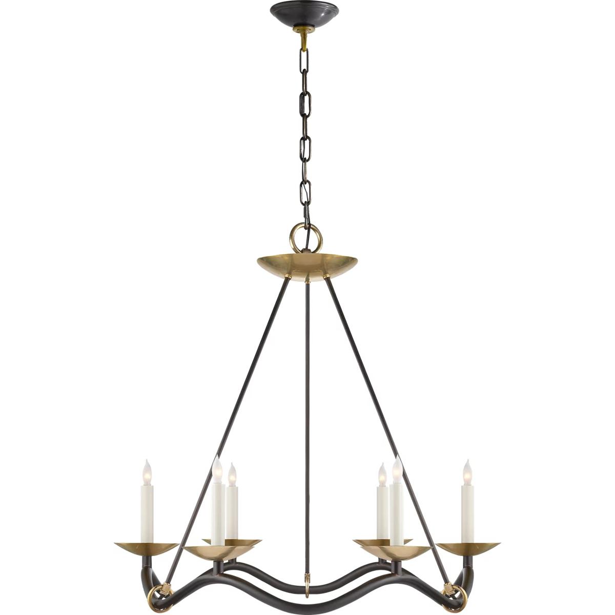 Visual Comfort Signature Collection S5040AI Barry Goralnick Choros 6 Light 28 inch Aged Iron Chandelier Ceiling Light