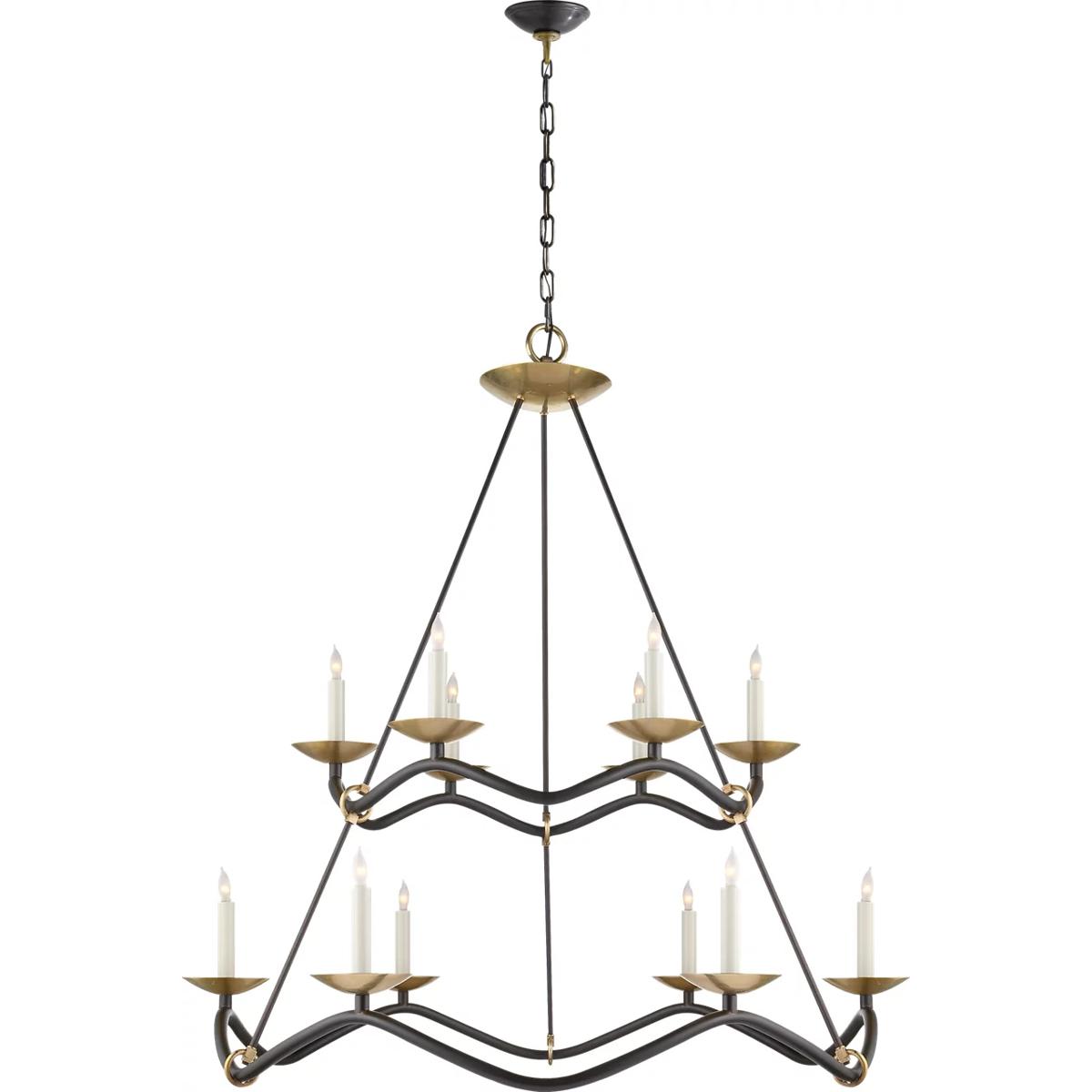 Visual Comfort Signature Collection S5041AI Barry Goralnick Choros 12 Light 42 inch Aged Iron Two-Tier Chandelier Ceiling Light