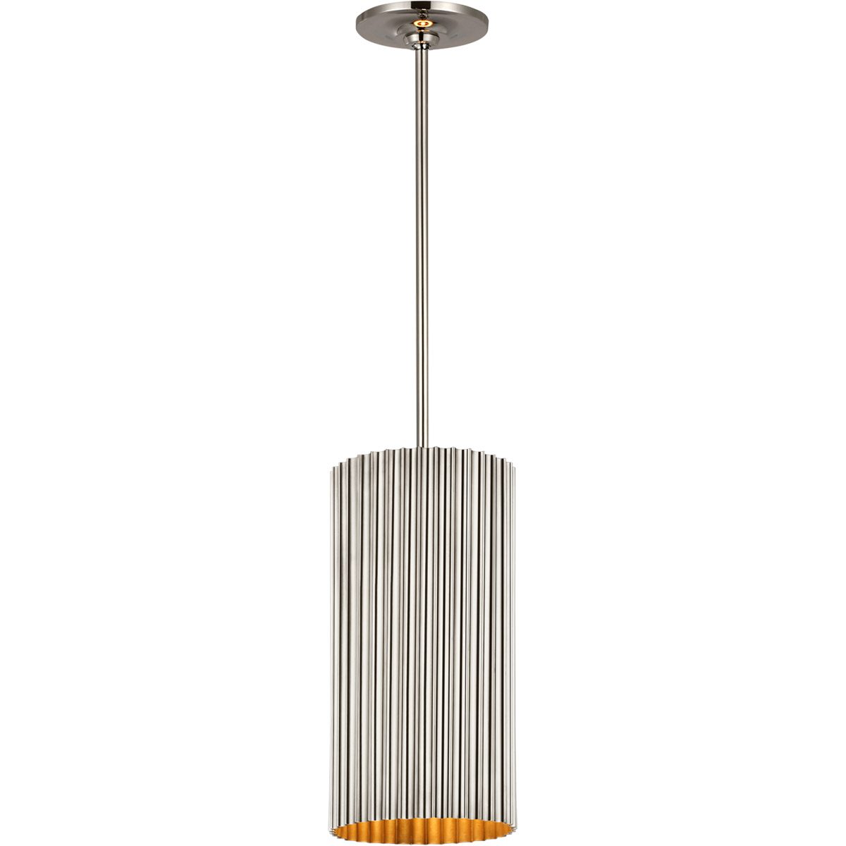 Visual Comfort Signature Collection S5115PN Marie Flanigan Rivers LED 7 inch Polished Nickel Fluted Pendant Ceiling Light, Small