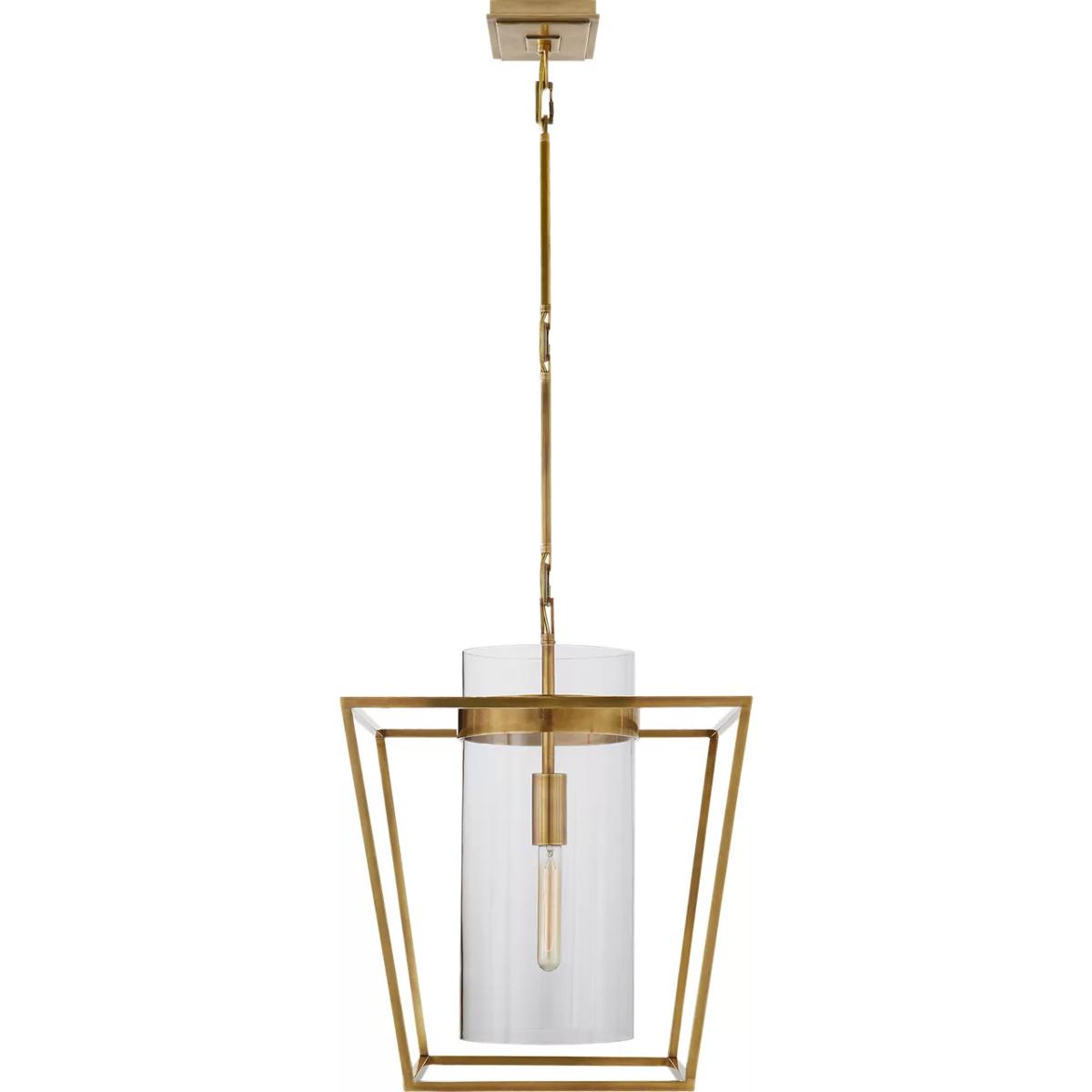 Visual Comfort Signature Collection S5167HAB-CG Ian K. Fowler Presidio 1 Light 18 inch Hand-Rubbed Antique Brass Lantern Pendant Ceiling Light, Small