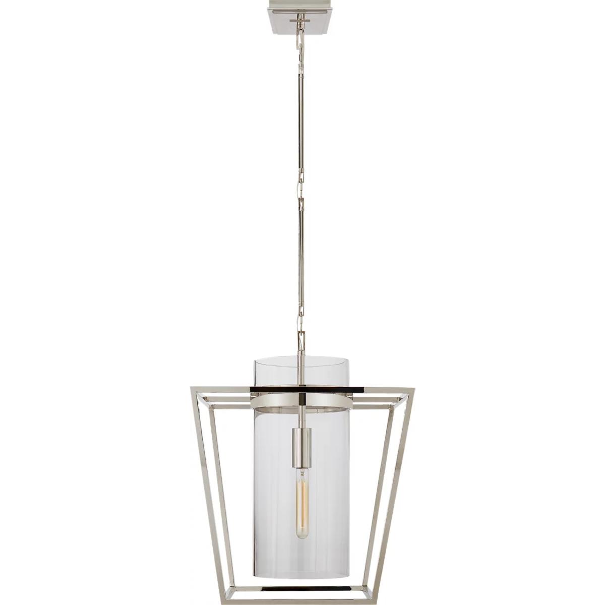 Visual Comfort Signature Collection S5167PN-CG Ian K. Fowler Presidio 1 Light 18 inch Polished Nickel Lantern Pendant Ceiling Light, Small