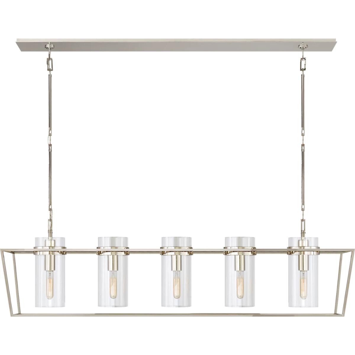 Visual Comfort Signature Collection S5177PN-CG Ian K. Fowler Presidio 5 Light 54 inch Polished Nickel Linear Lantern Pendant Ceiling Light, Large