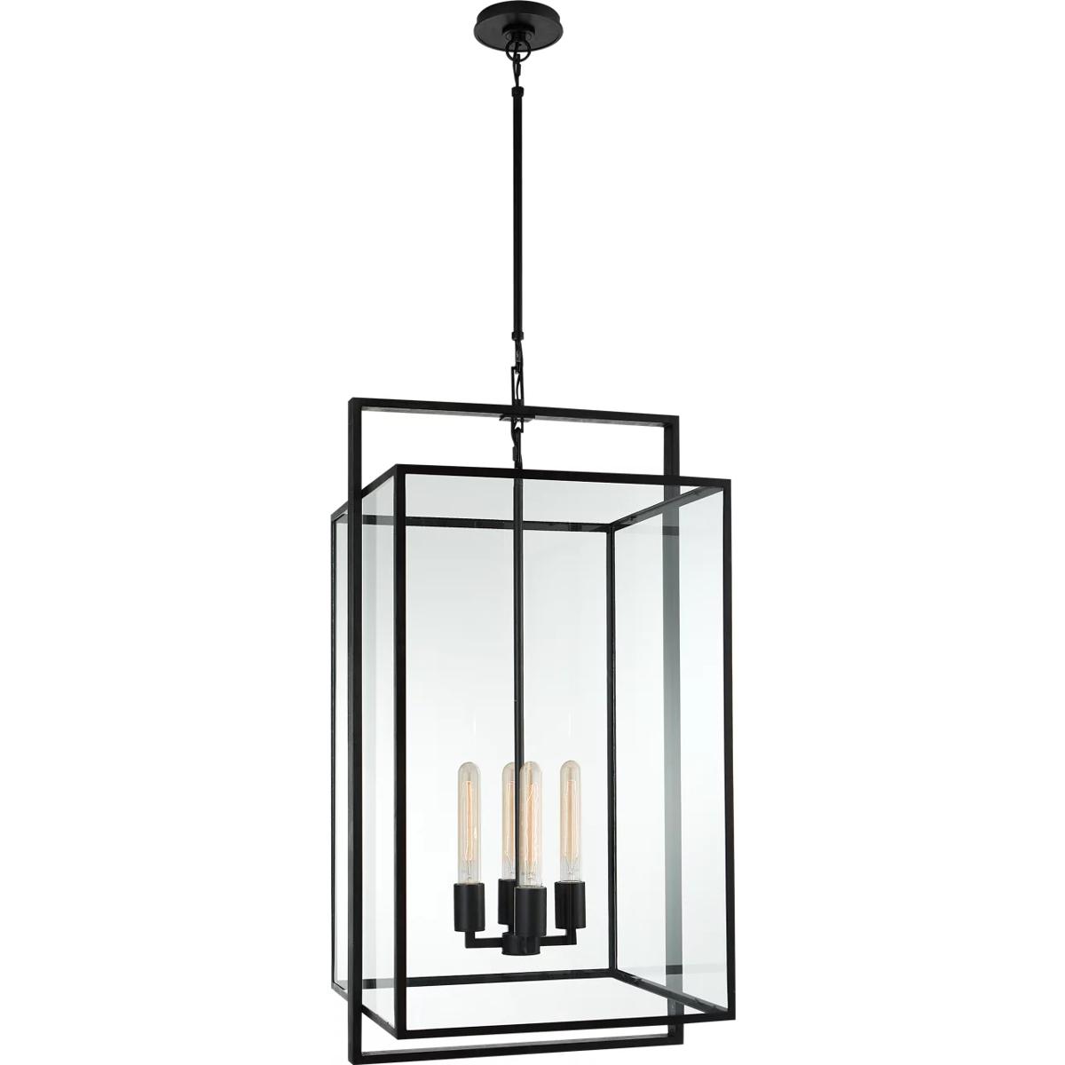 Visual Comfort Signature Collection S5193AI-CG Ian K. Fowler Halle 4 Light 18 inch Aged Iron Lantern Pendant Ceiling Light, Medium