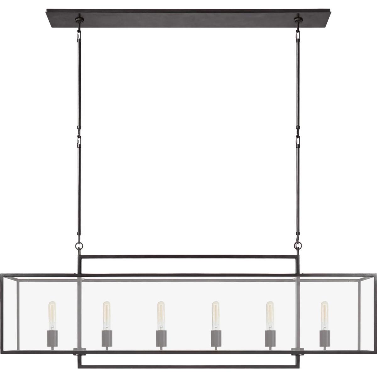 Visual Comfort Signature Collection S5195AI-CG Ian K. Fowler Halle 6 Light 56 inch Aged Iron Linear Pendant Ceiling Light, Large