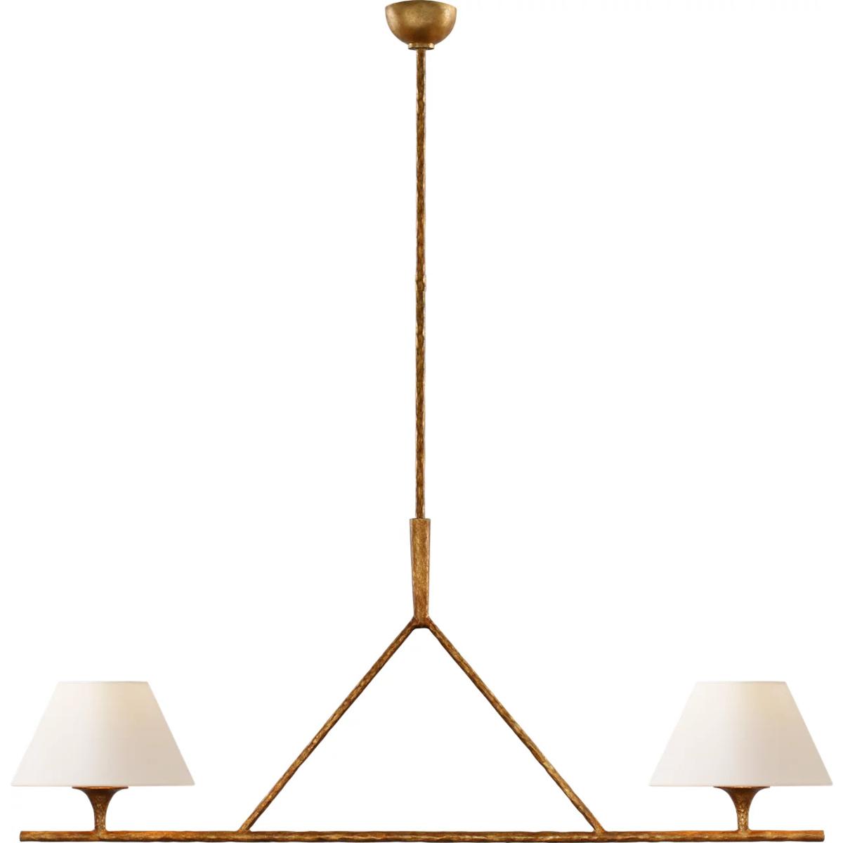 Visual Comfort Signature Collection S5405GI-L Ian K. Fowler Cesta 2 Light 54 inch Gilded Iron Linear Chandelier Ceiling Light, Large