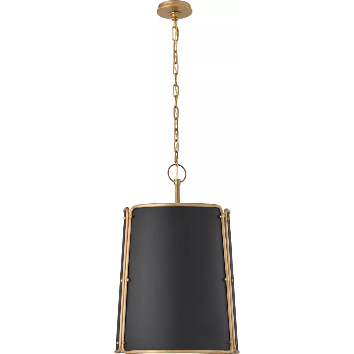 Visual Comfort Signature Collection S5647HAB-BLK Carrier and Company Hastings 3 Light 17.75 inch Hand-Rubbed Antique Brass Pendant Ceiling Light in Bl