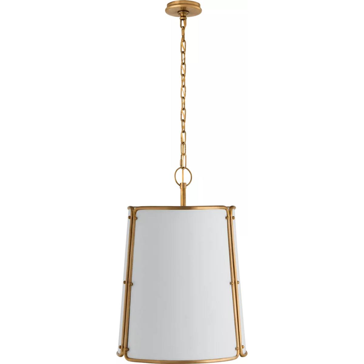 Visual Comfort Signature Collection S5647HAB-WHT Carrier and Company Hastings 3 Light 17.75 inch Hand-Rubbed Antique Brass Pendant Ceiling Light in Wh