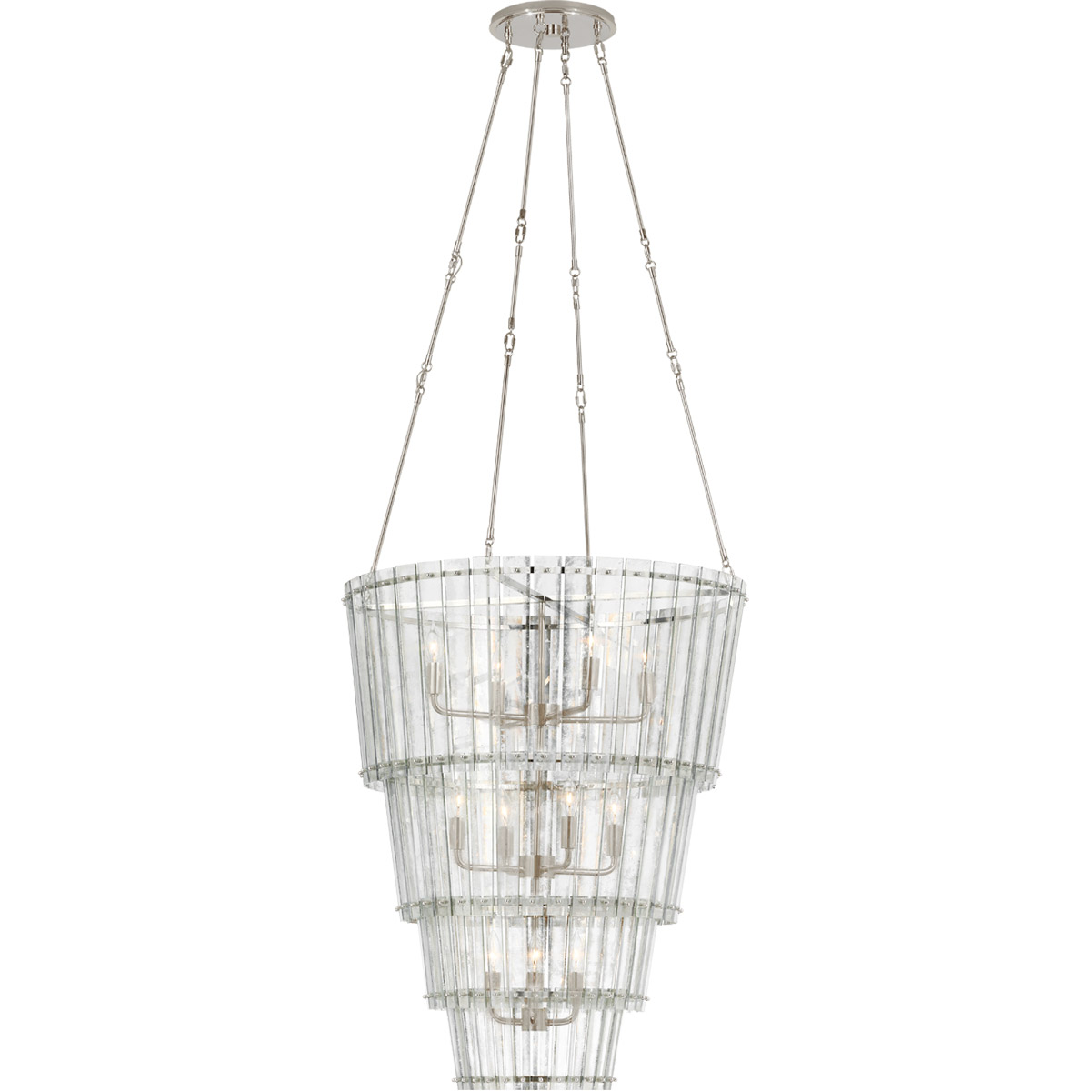 Visual Comfort Signature Collection S5657PN-AM Carrier and Company Cadence 12 Light 30.75 inch Polished Nickel Waterfall Chandelier Ceiling Light, Lar