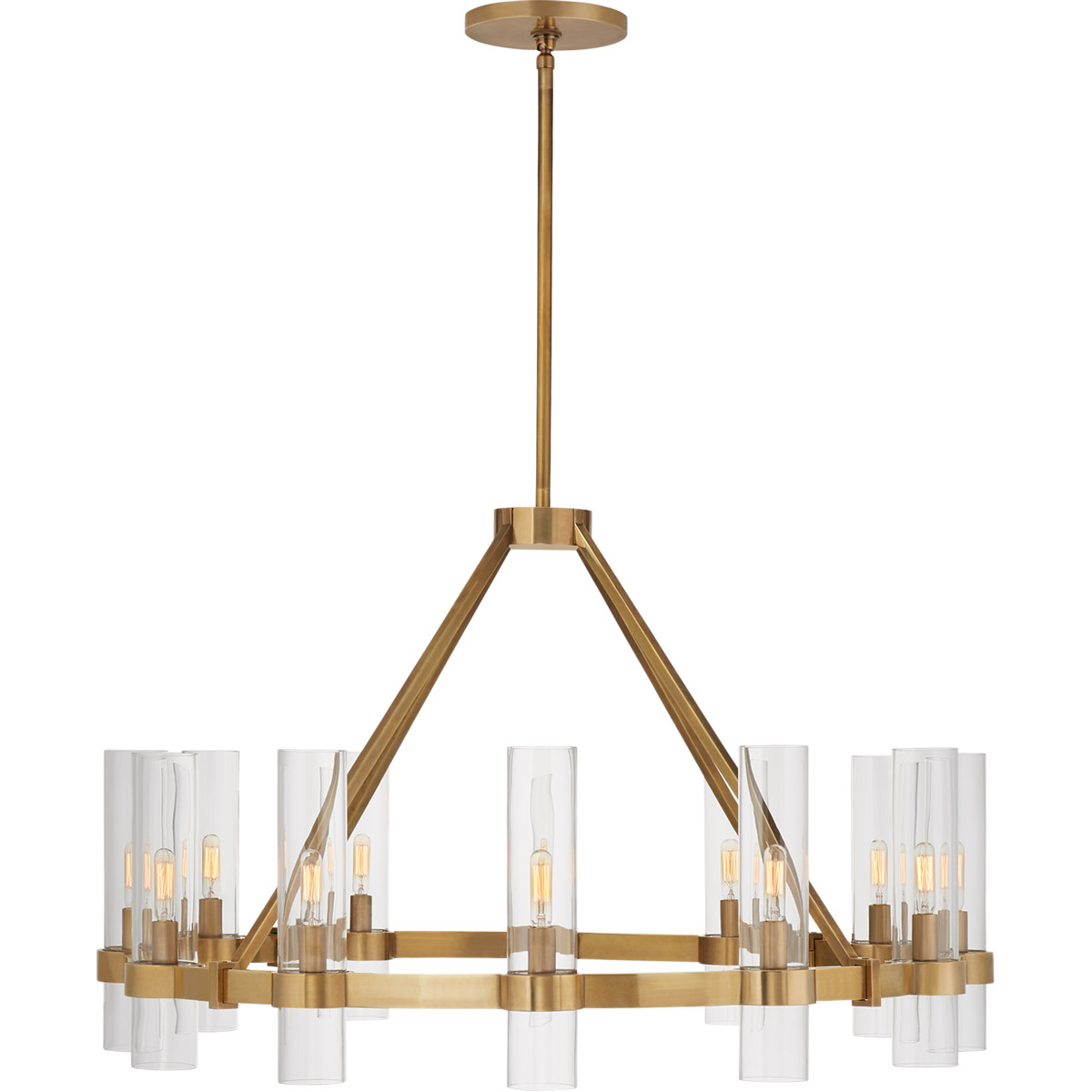 Visual Comfort Signature Collection S5680HAB-CG Ian K. Fowler Presidio 12 Light 36 inch Hand-Rubbed Antique Brass Chandelier Ceiling Light, Medium