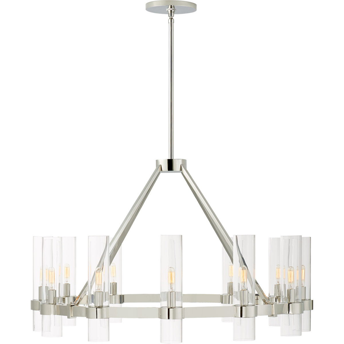 Visual Comfort Signature Collection S5680PN-CG Ian K. Fowler Presidio 12 Light 36 inch Polished Nickel Chandelier Ceiling Light, Medium