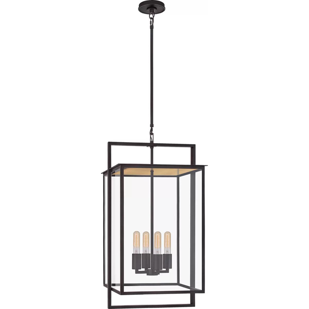 Visual Comfort Signature Collection S5793AI-CG Ian K. Fowler Halle 4 Light 16 inch Aged Iron Outdoor Hanging Lantern, Medium