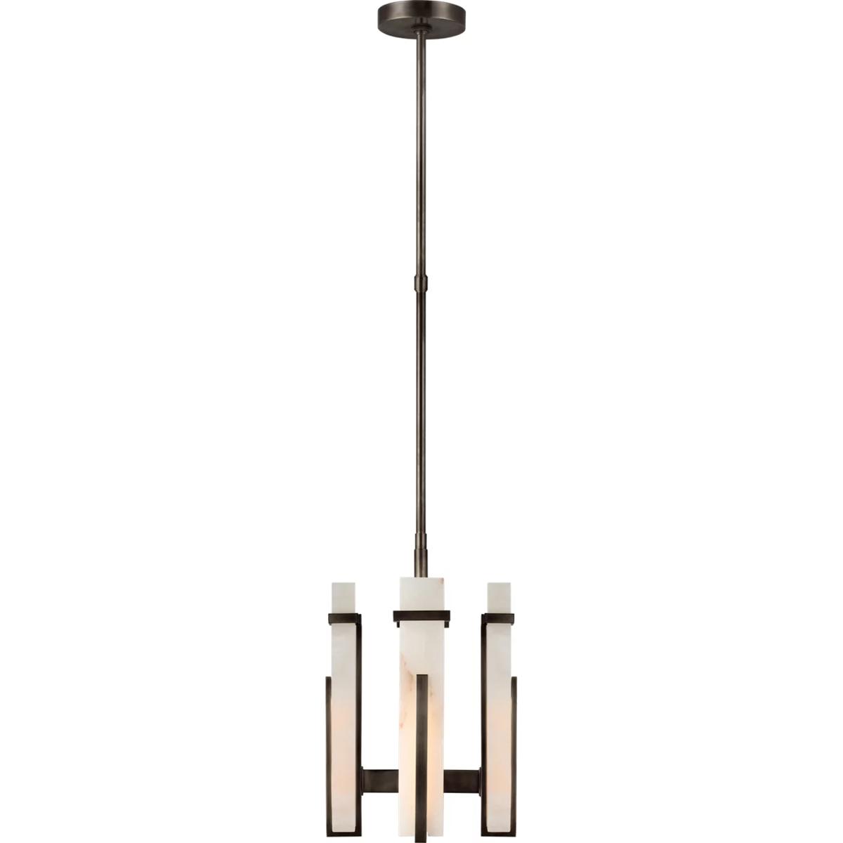 Visual Comfort Signature Collection S5910BZ-ALB Ian K. Fowler Malik LED 12 inch Bronze Chandelier Ceiling Light in Alabaster, Small