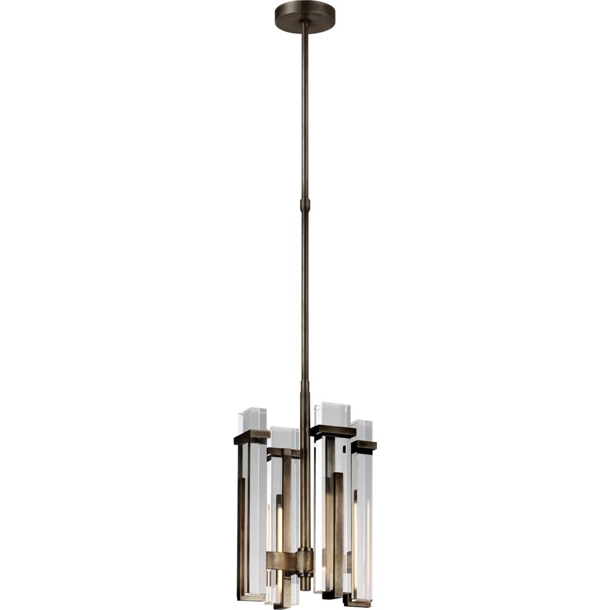 Visual Comfort Signature Collection S5910BZ-CG Ian K. Fowler Malik LED 12 inch Bronze Chandelier Ceiling Light in Crystal, Small