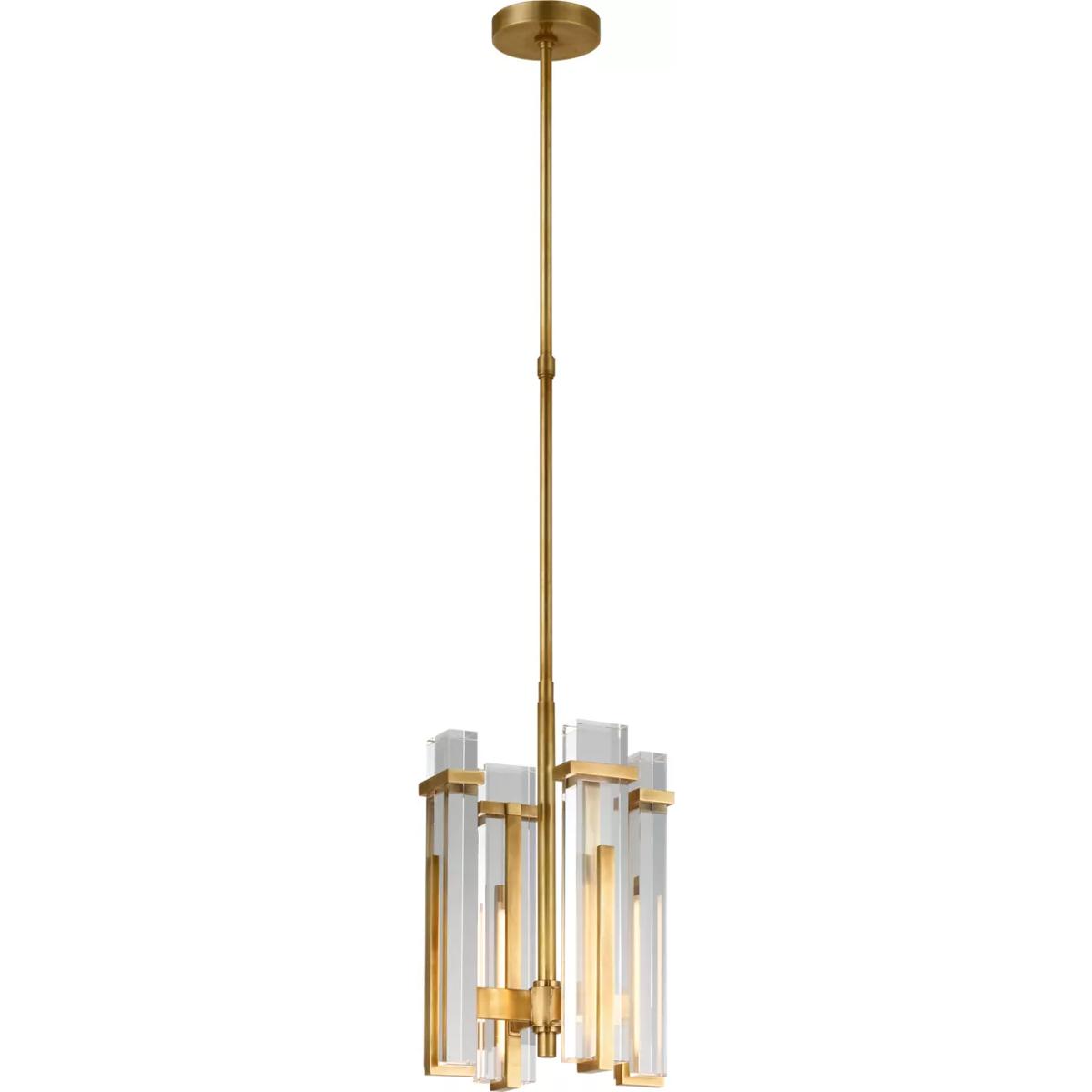 Visual Comfort Signature Collection S5910HAB-CG Ian K. Fowler Malik LED 12 inch Hand-Rubbed Antique Brass Chandelier Ceiling Light in Crystal, Small