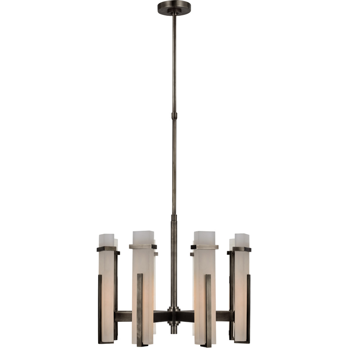 Visual Comfort Signature Collection S5911BZ-ALB Ian K. Fowler Malik LED 24 inch Bronze Chandelier Ceiling Light in Alabaster, Medium