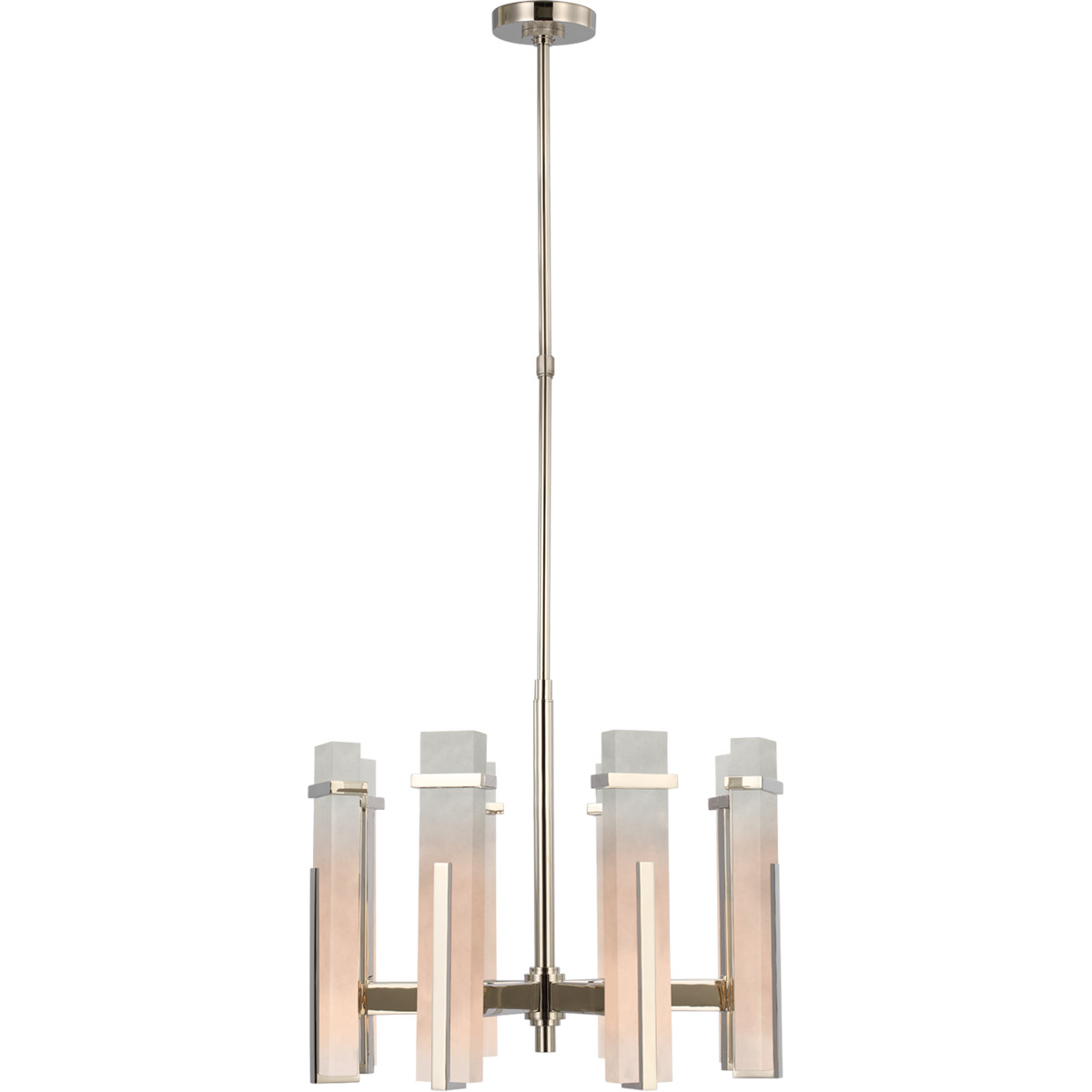 Visual Comfort Signature Collection S5911PN-ALB Ian K. Fowler Malik LED 24 inch Polished Nickel Chandelier Ceiling Light in Alabaster, Medium
