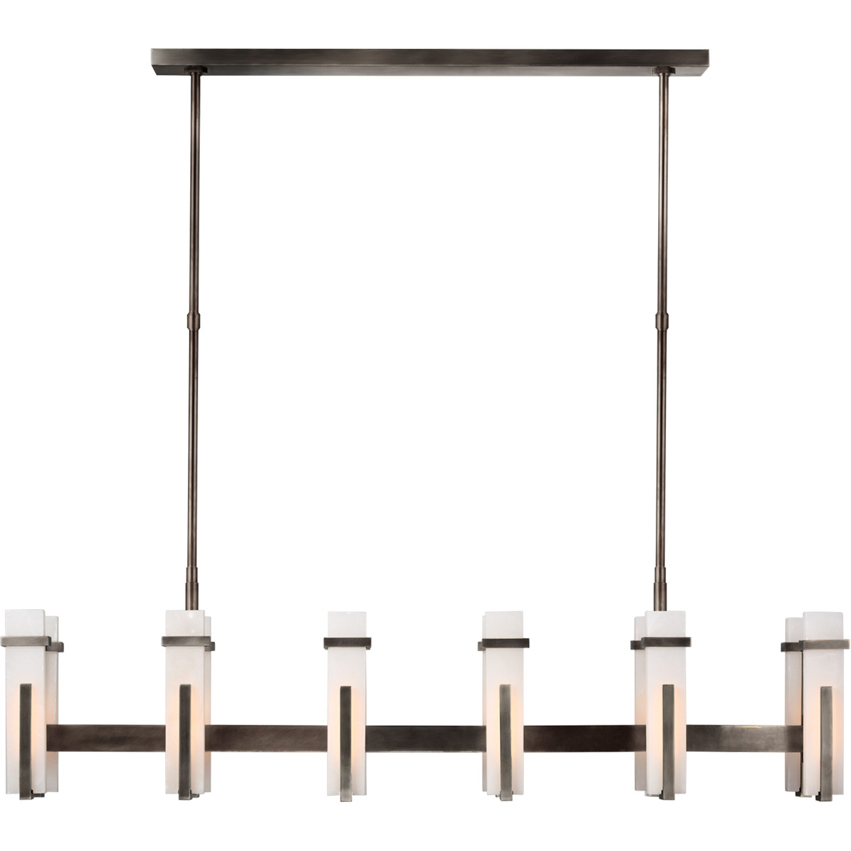 Visual Comfort Signature Collection S5915BZ-ALB Ian K. Fowler Malik LED 54.75 inch Bronze Linear Chandelier Ceiling Light in Alabaster, Large