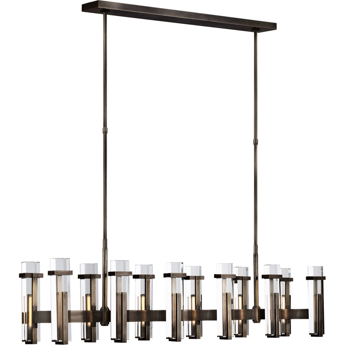 Visual Comfort Signature Collection S5915BZ-CG Ian K. Fowler Malik LED 54.75 inch Bronze Linear Chandelier Ceiling Light in Clear Glass, Large