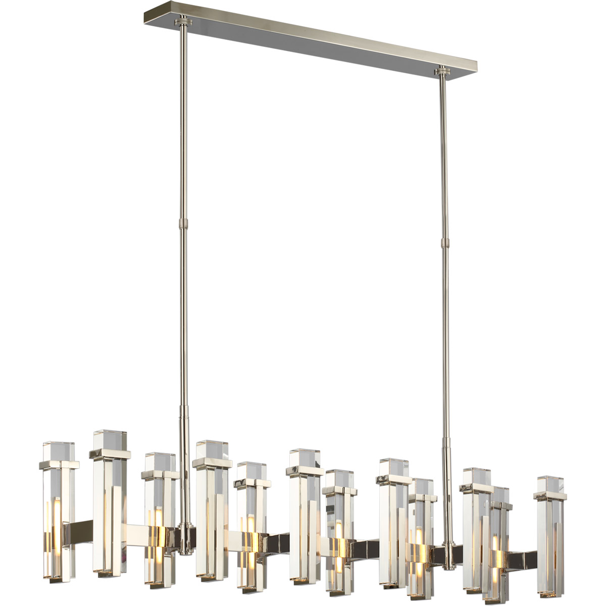Visual Comfort Signature Collection S5915PN-CG Ian K. Fowler Malik LED 54.75 inch Polished Nickel Linear Chandelier Ceiling Light in Clear Glass, Larg