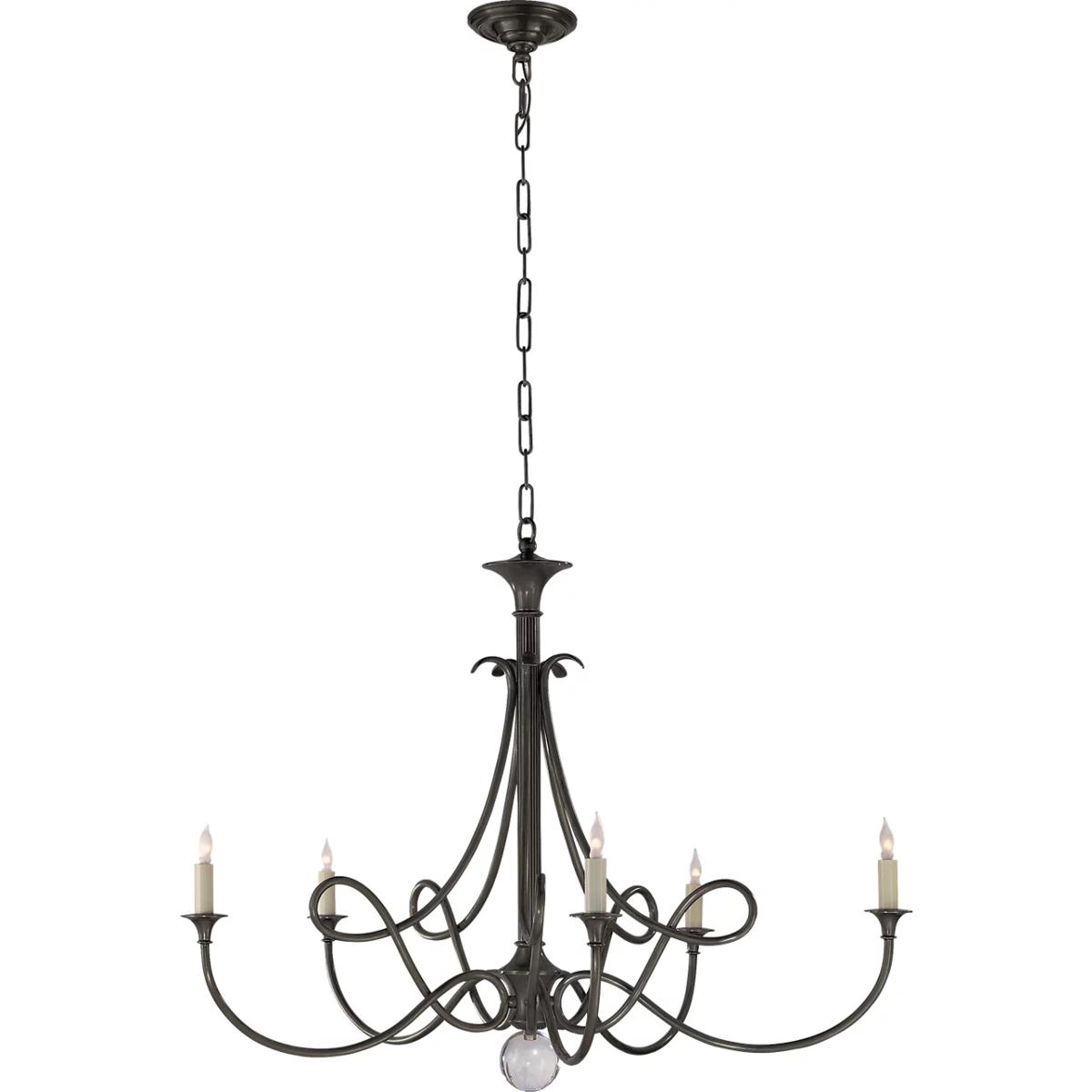 Visual Comfort Signature Collection SC5005BZ Eric Cohler Double Twist 5 Light 36 inch Bronze Chandelier Ceiling Light, Large