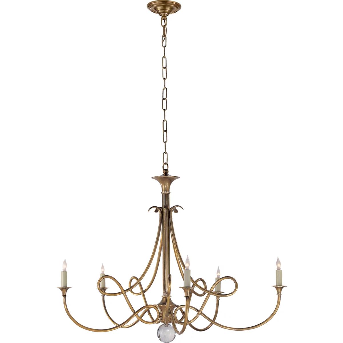 Visual Comfort Signature Collection SC5005HAB Eric Cohler Double Twist 5 Light 36 inch Hand-Rubbed Antique Brass Chandelier Ceiling Light, Large