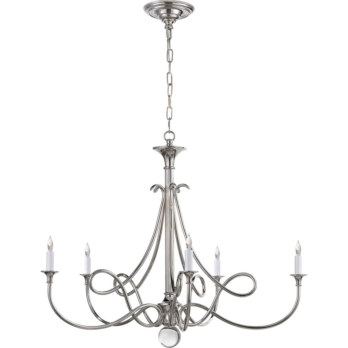 Visual Comfort Signature Collection SC5005PN Eric Cohler Double Twist 5 Light 36 inch Polished Nickel Chandelier Ceiling Light, Large